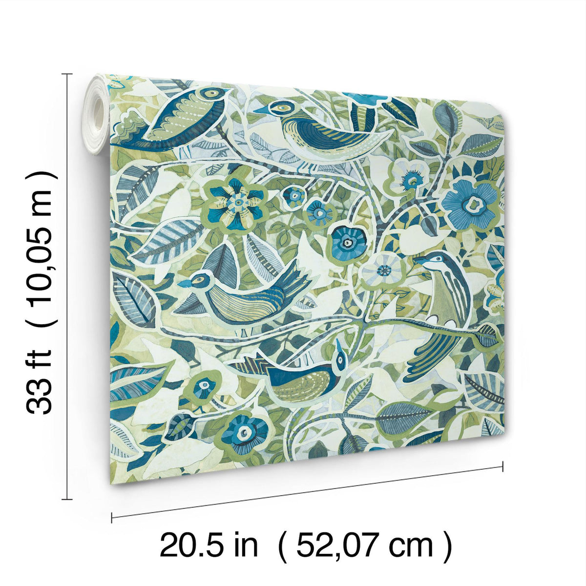 A-Street Prints Manette Green Birds in the Bush Wallpaper