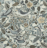 A-Street Prints Manette Slate Birds in the Bush Wallpaper