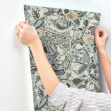 A-Street Prints Manette Slate Birds in the Bush Wallpaper