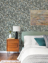 A-Street Prints Manette Slate Birds in the Bush Wallpaper