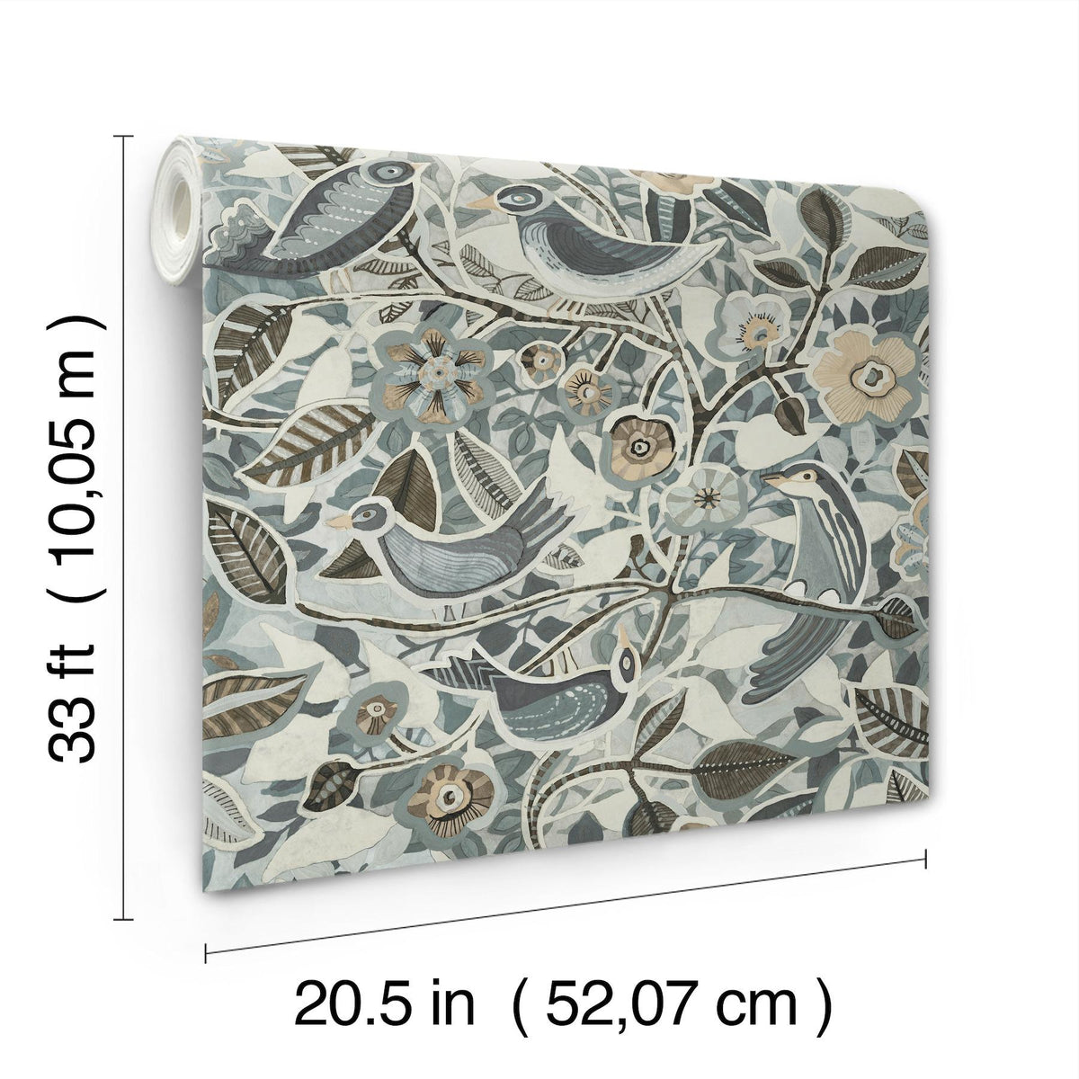 A-Street Prints Manette Slate Birds in the Bush Wallpaper