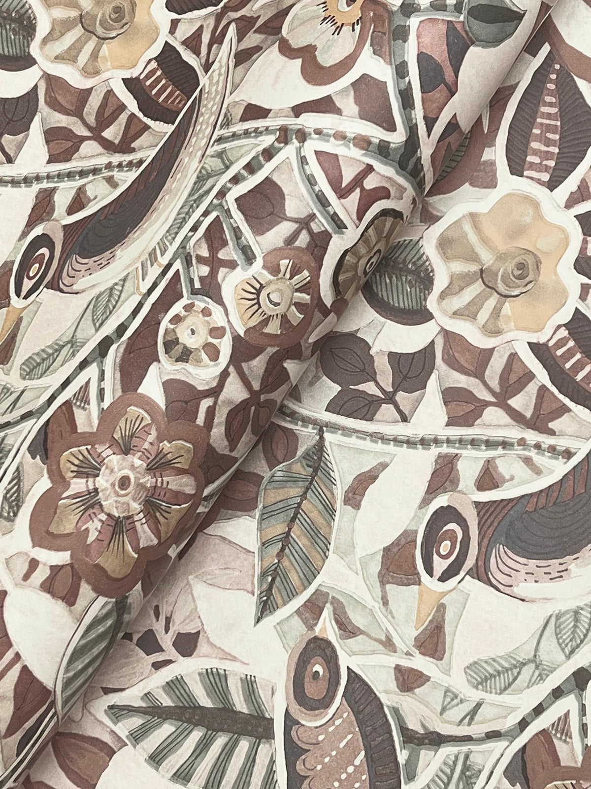 A-Street Prints Manette Plum Birds in the Bush Wallpaper