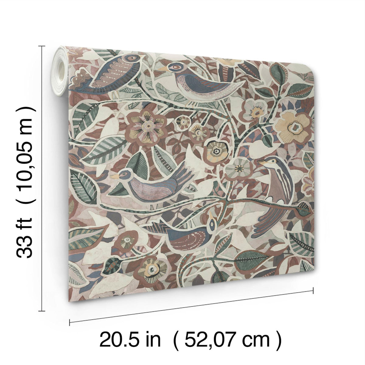 A-Street Prints Manette Plum Birds in the Bush Wallpaper