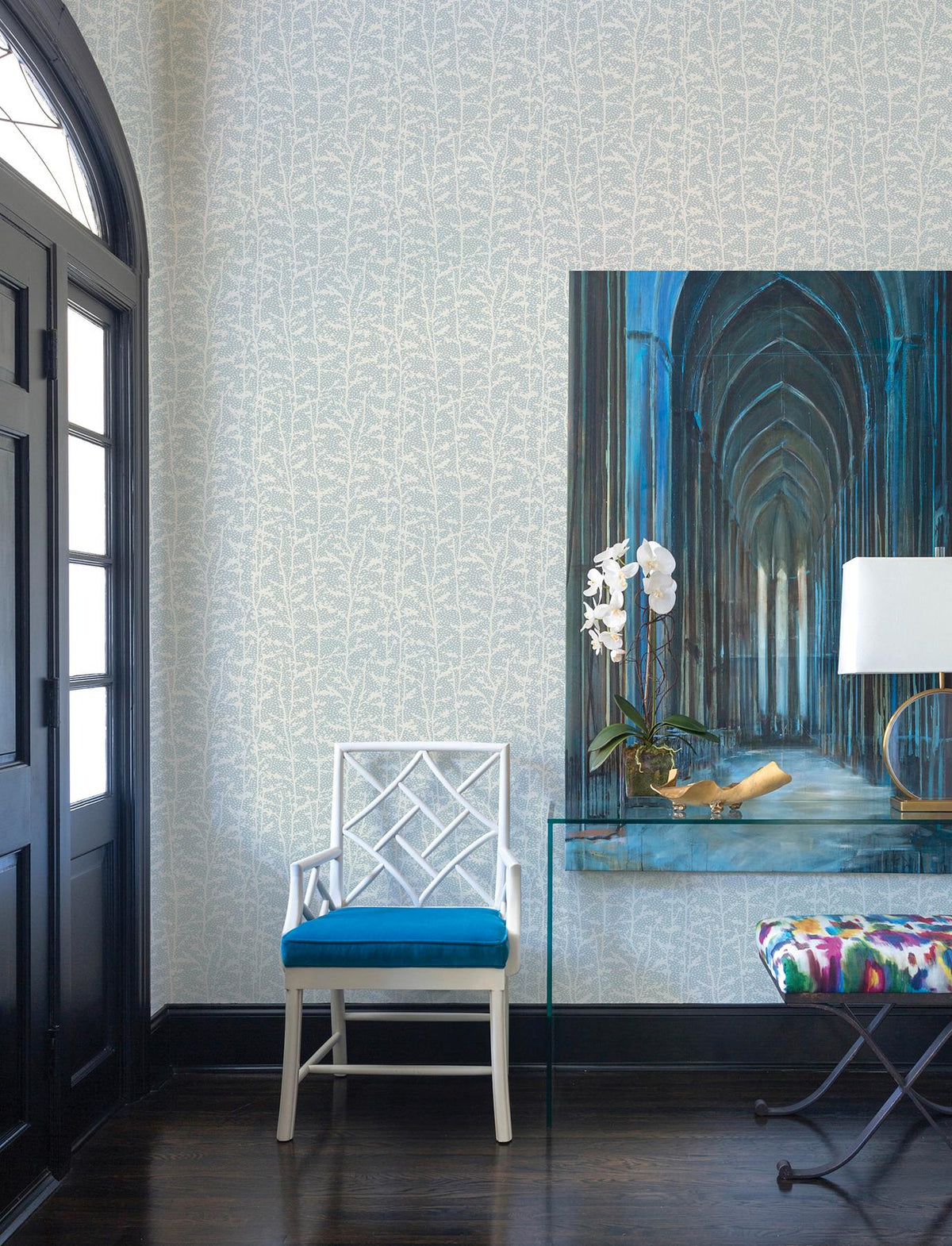 A-Street Prints Layton Light Blue Climbing Vines Wallpaper