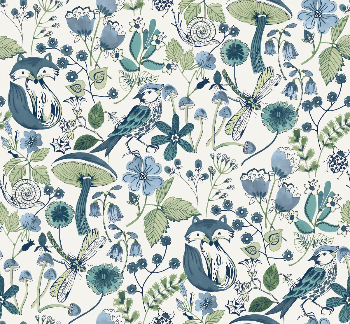 A-Street Prints Wonder Teal Woodland Animals Wallpaper