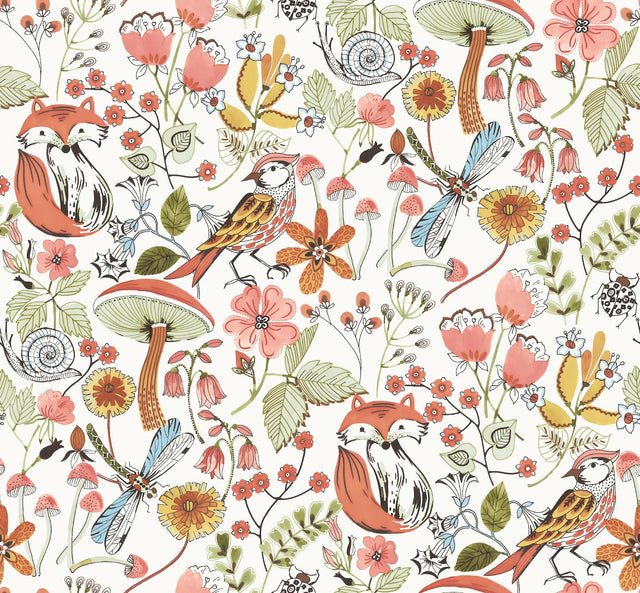 A-Street Prints Wonder Orange Woodland Animals Wallpaper