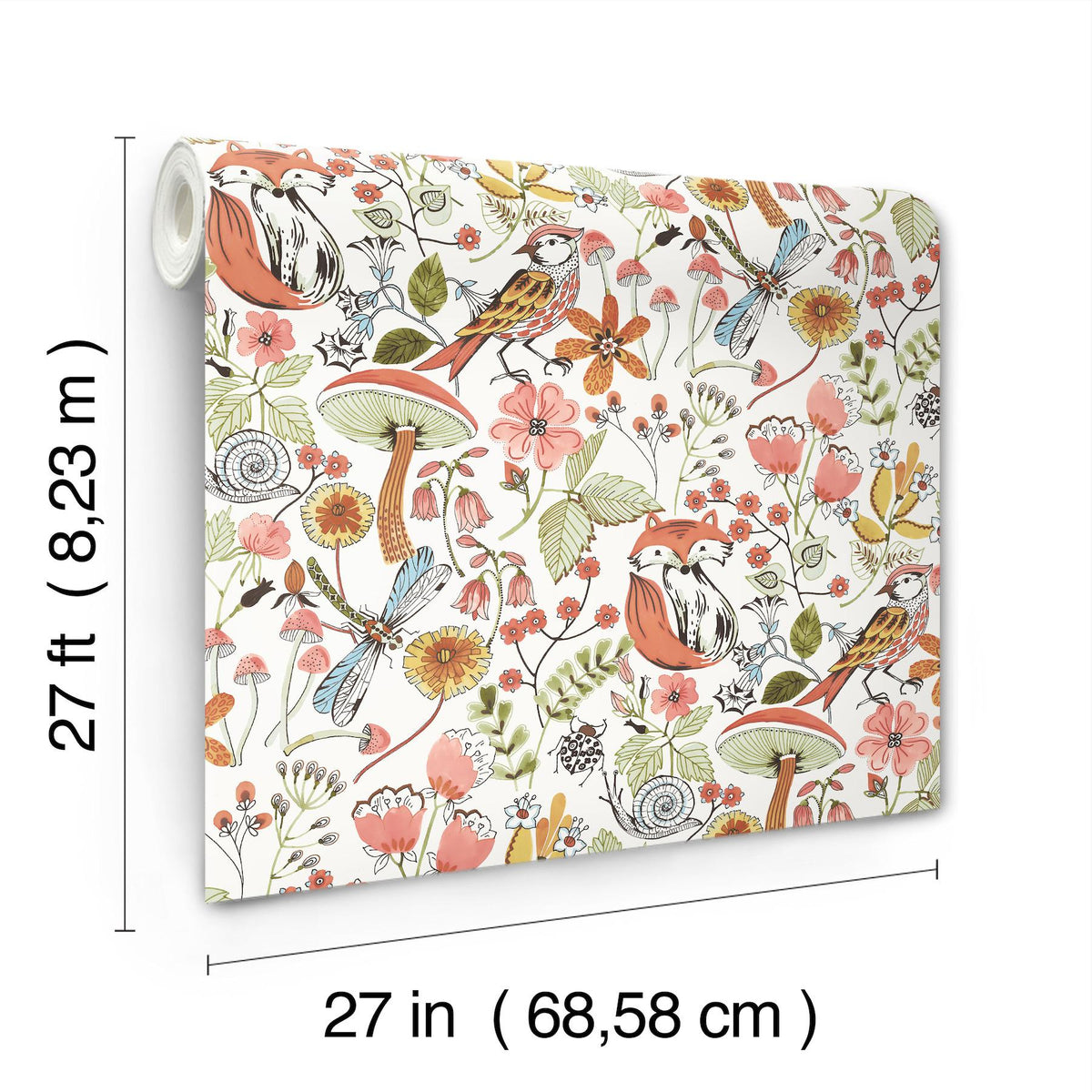 A-Street Prints Wonder Orange Woodland Animals Wallpaper