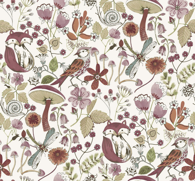 A-Street Prints Wonder Plum Woodland Animals Wallpaper