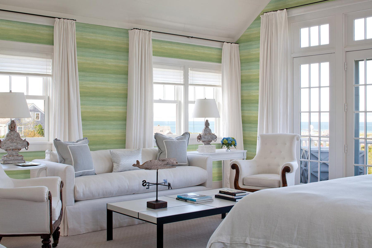 York Ombrello Green Stripe Wallpaper