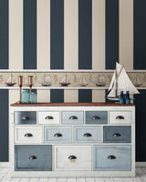 York Awning Navy Stripe Wallpaper