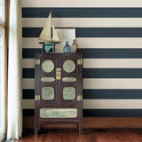 York Awning Navy Stripe Wallpaper