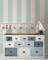 York Awning Aqua Stripe Wallpaper