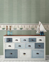 York Oakland Aqua Grasscloth Stripe Wallpaper