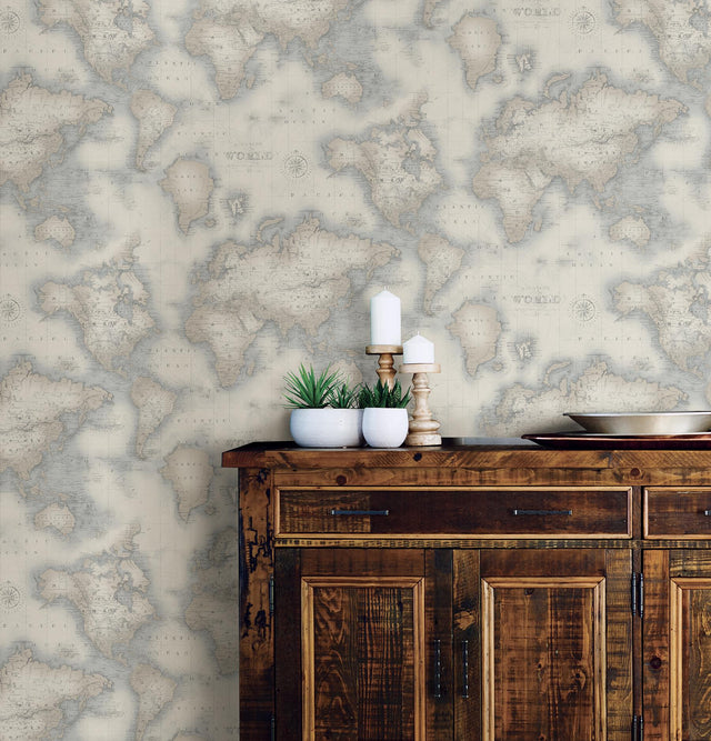 York Mercator Blue World Map Wallpaper