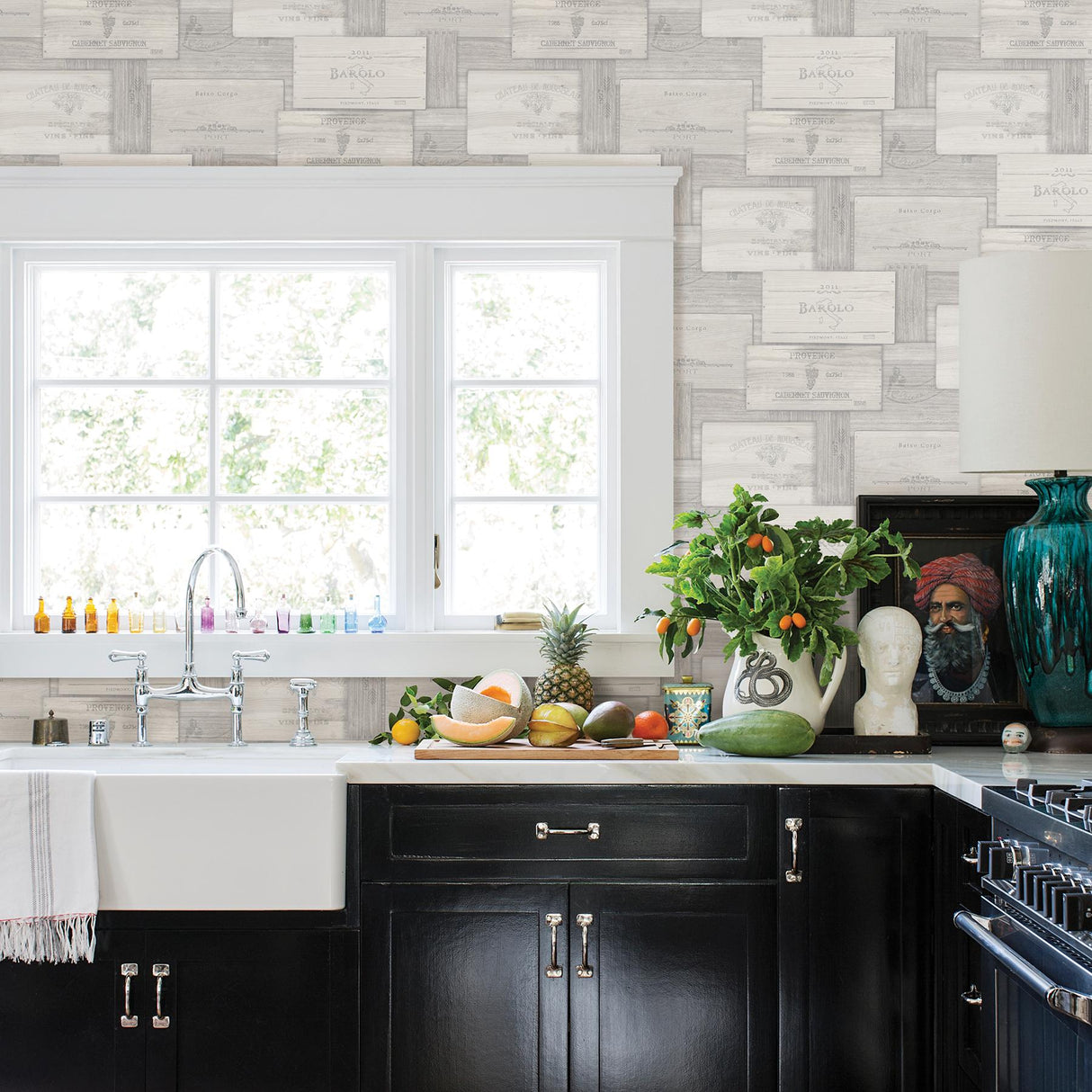 York Randolph Grey Wine Boxes Wallpaper