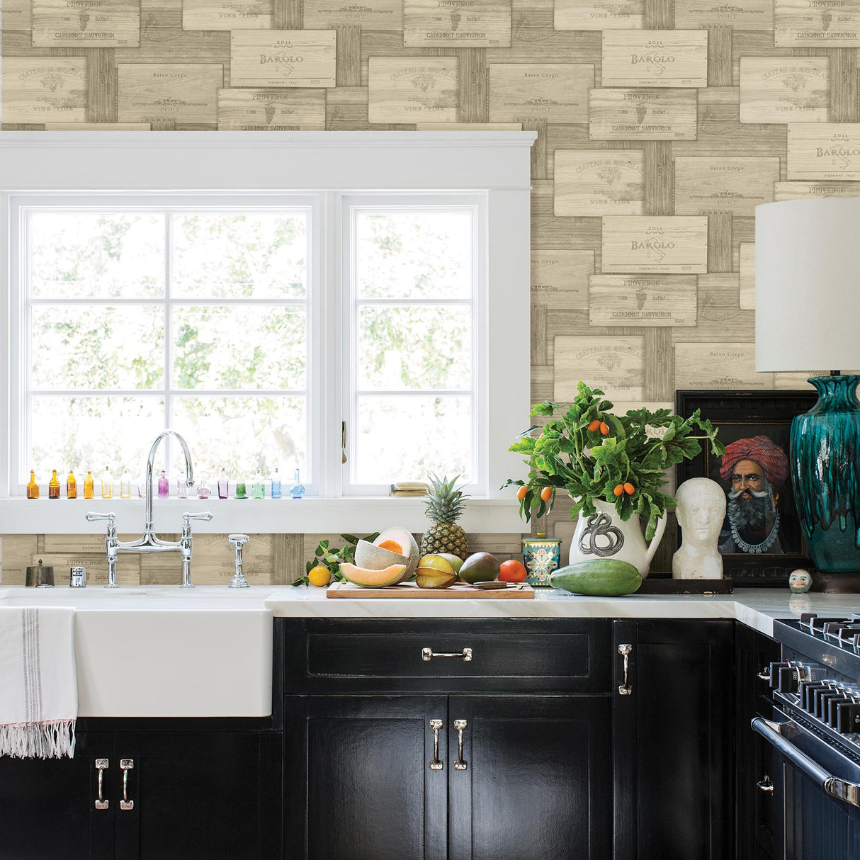 York Randolph Beige Wine Boxes Wallpaper