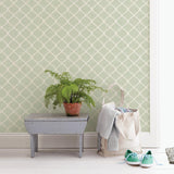York Watercolor Sage Quatrefoil Wallpaper