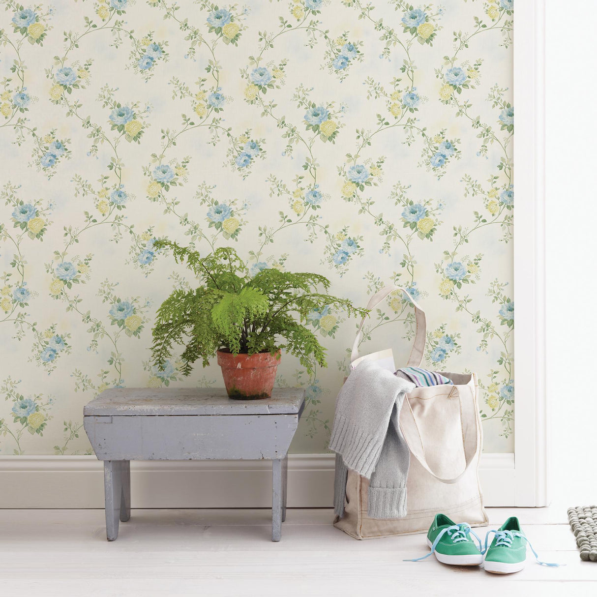 York Mimosa Blue Trail Wallpaper