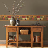 York Pinecone Collage Multicolor Patchwork Border