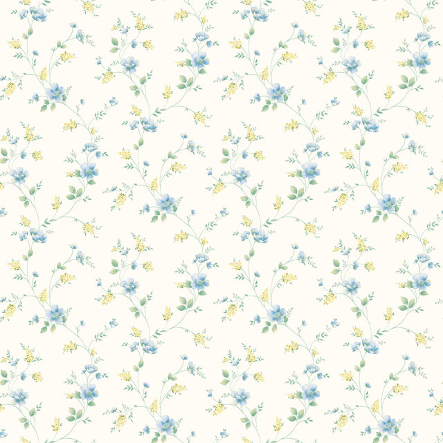 York Carla Blue Spring Bloom Trail Wallpaper Wallpaper