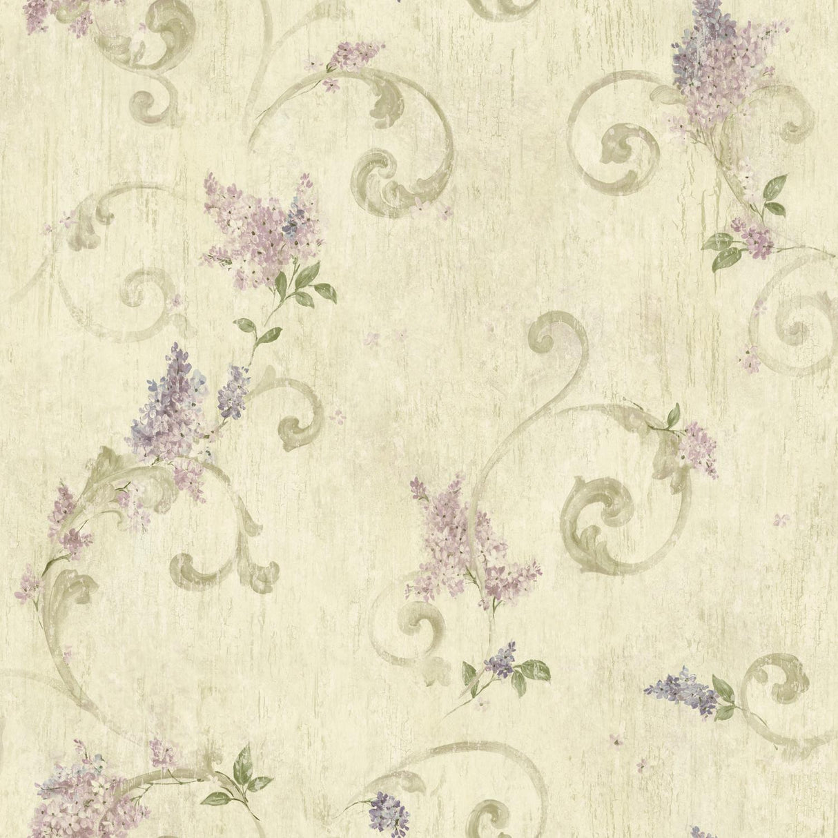 York Emma Grey Lilac Acanthus Scroll Wallpaper Wallpaper