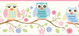 York Winnie Pink Wise Owlets Trail Border