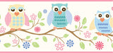 York Winnie Pink Wise Owlets Trail Border
