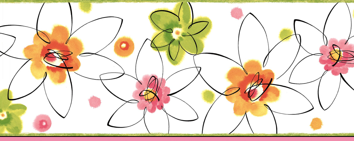 York Butterbean Pink Crazy Daisies Toss Border