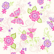 York Paisley Pink Butterfly Flower Scroll Wallpaper Wallpaper