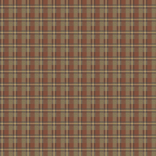 York Gunner Brick Heritage Plaid Wallpaper