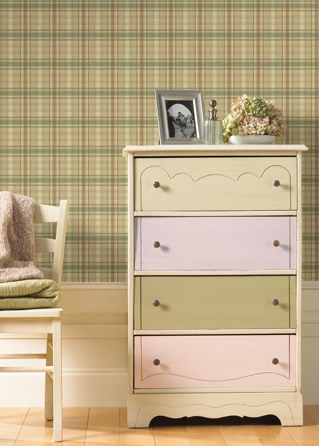 York Delaney Green Sunny Plaid Wallpaper