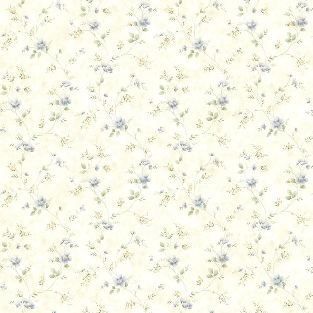 York Piper Blue Springtime Bloom Trail Wallpaper