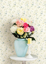 York Piper Blue Springtime Bloom Trail Wallpaper