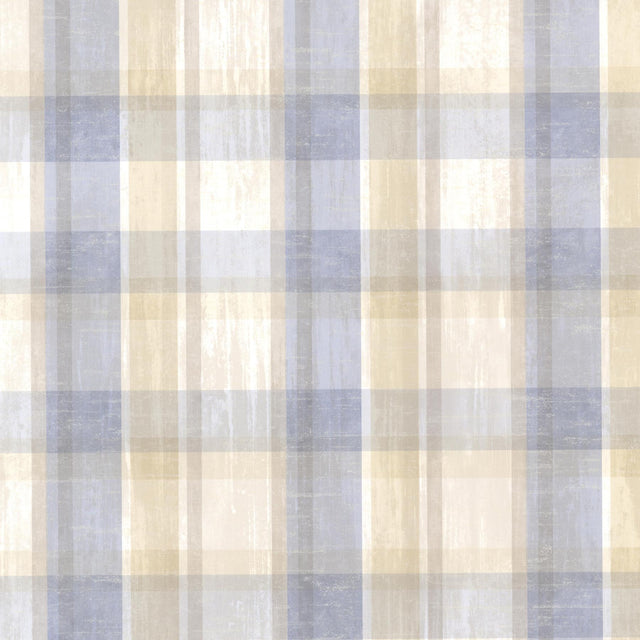 York Laney Blue Sunday Plaid Wallpaper