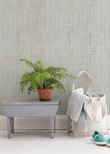 York Greer Blue Gingham Check Wallpaper