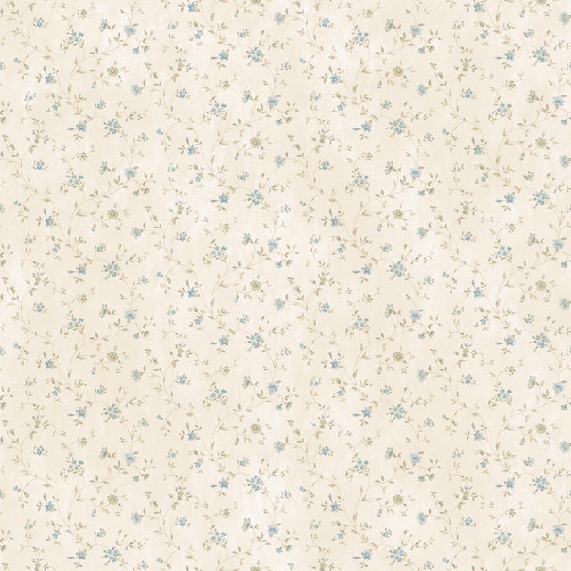 York Shelby Blue Calico Floral Wallpaper