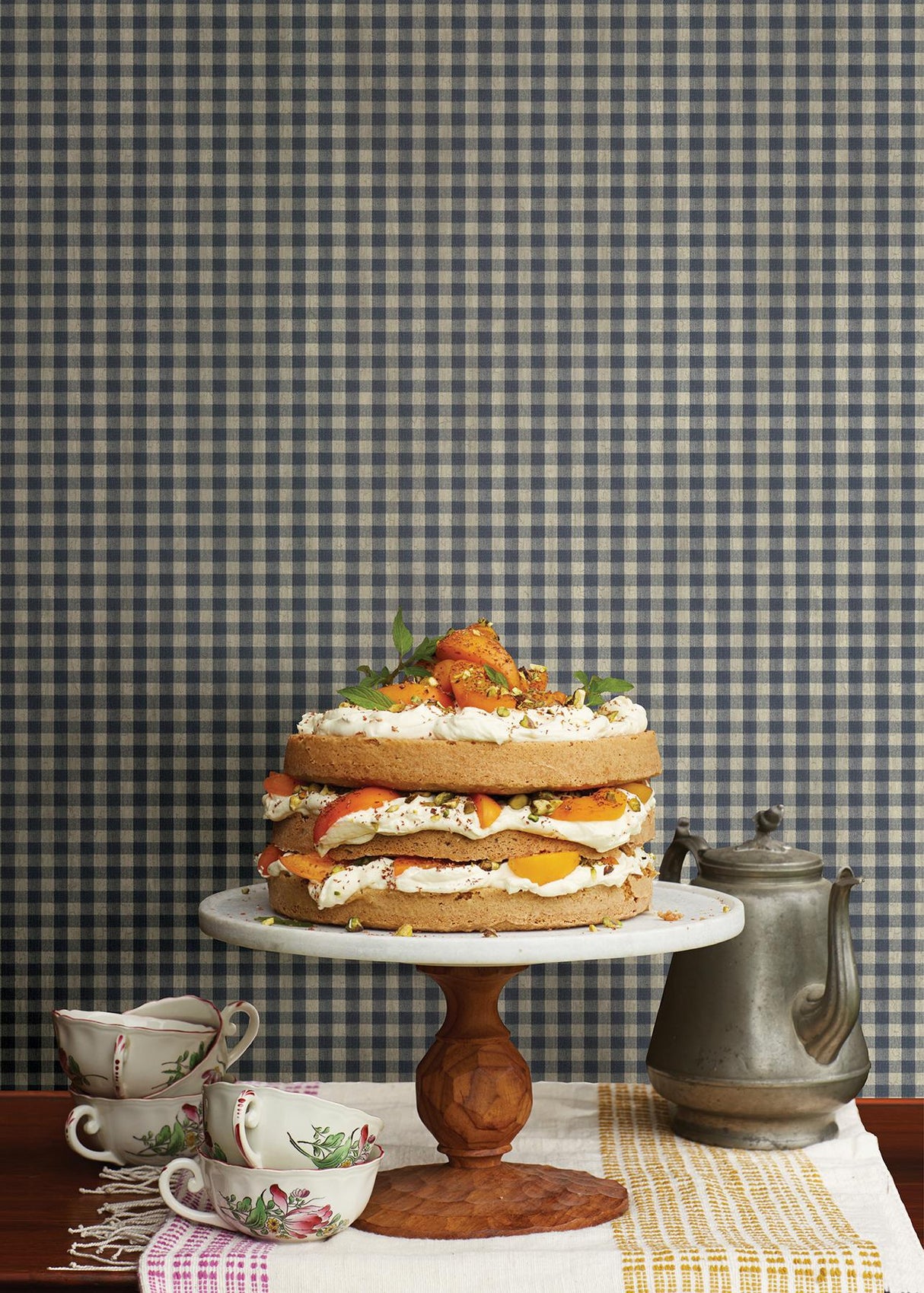 York Greer Navy Gingham Check Wallpaper