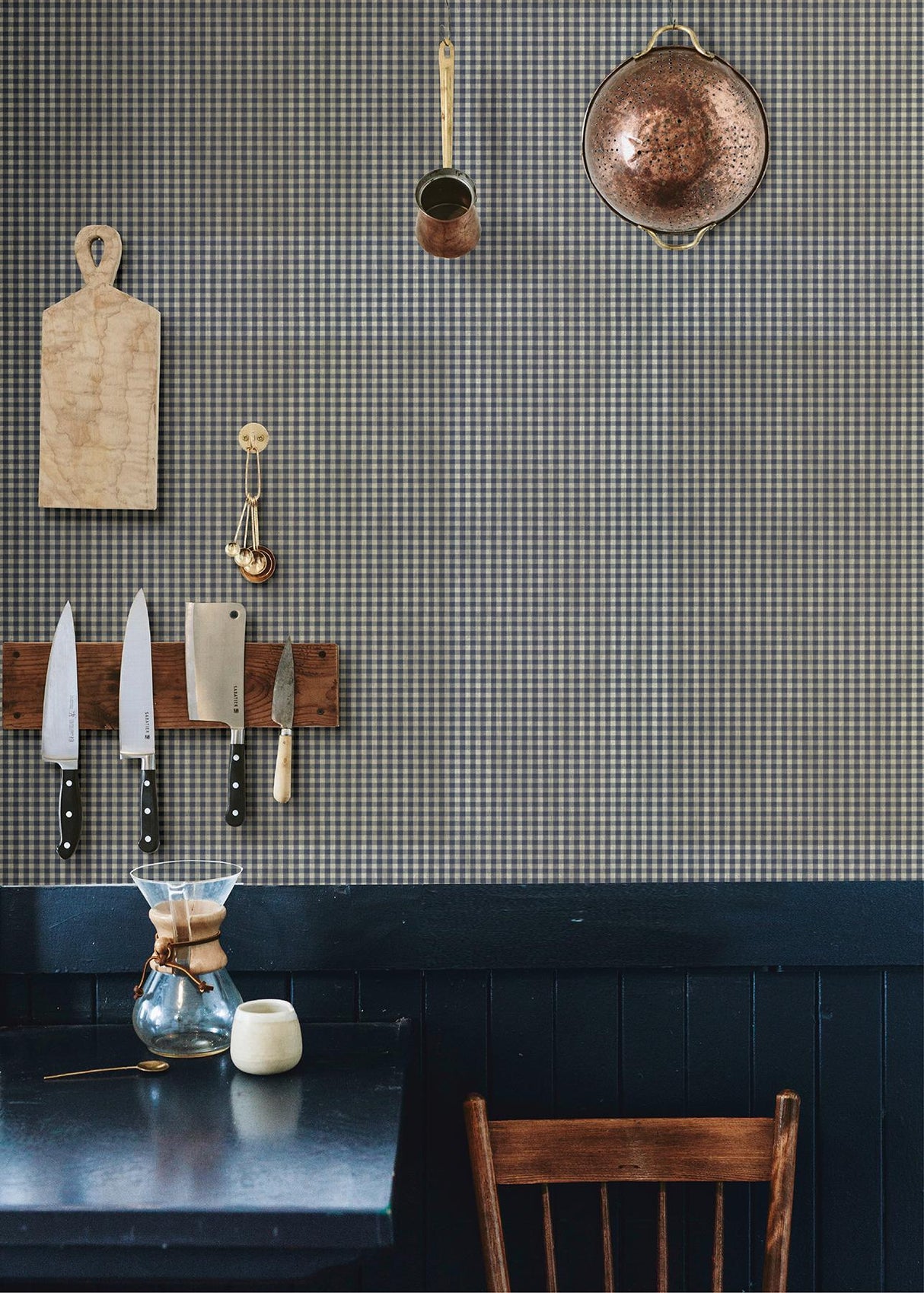 York Greer Navy Gingham Check Wallpaper