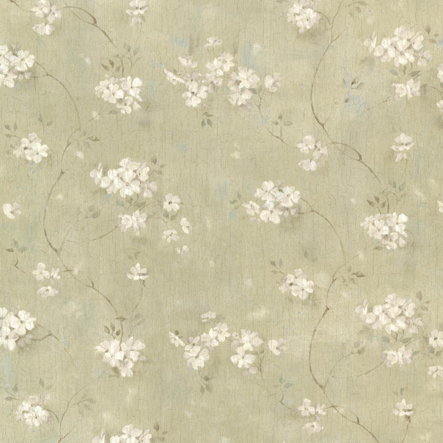 York Dixie Green Floral Trail Wallpaper