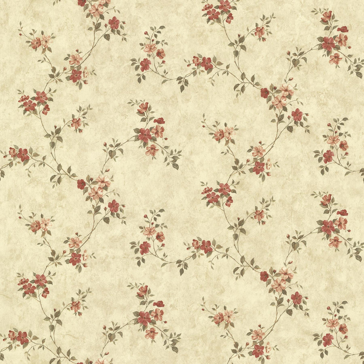 York Rose Valley Red Floral Trail Wallpaper