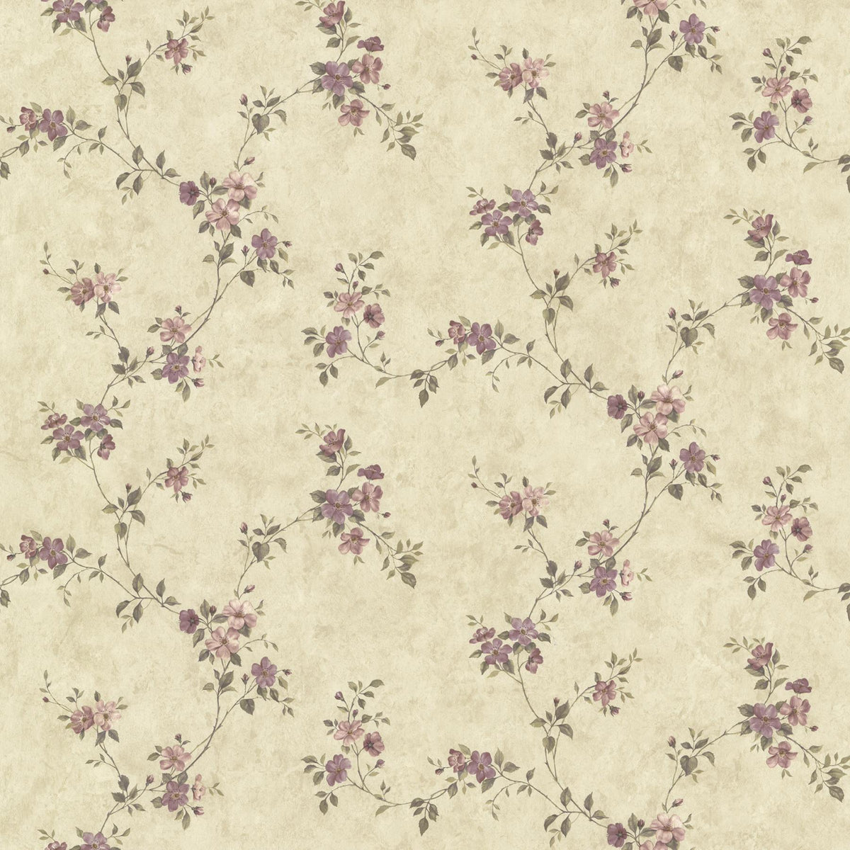 York Rose Valley Violet Floral Trail Wallpaper