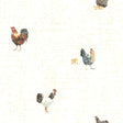 York Lisle Cream Roosters & Script Wallpaper