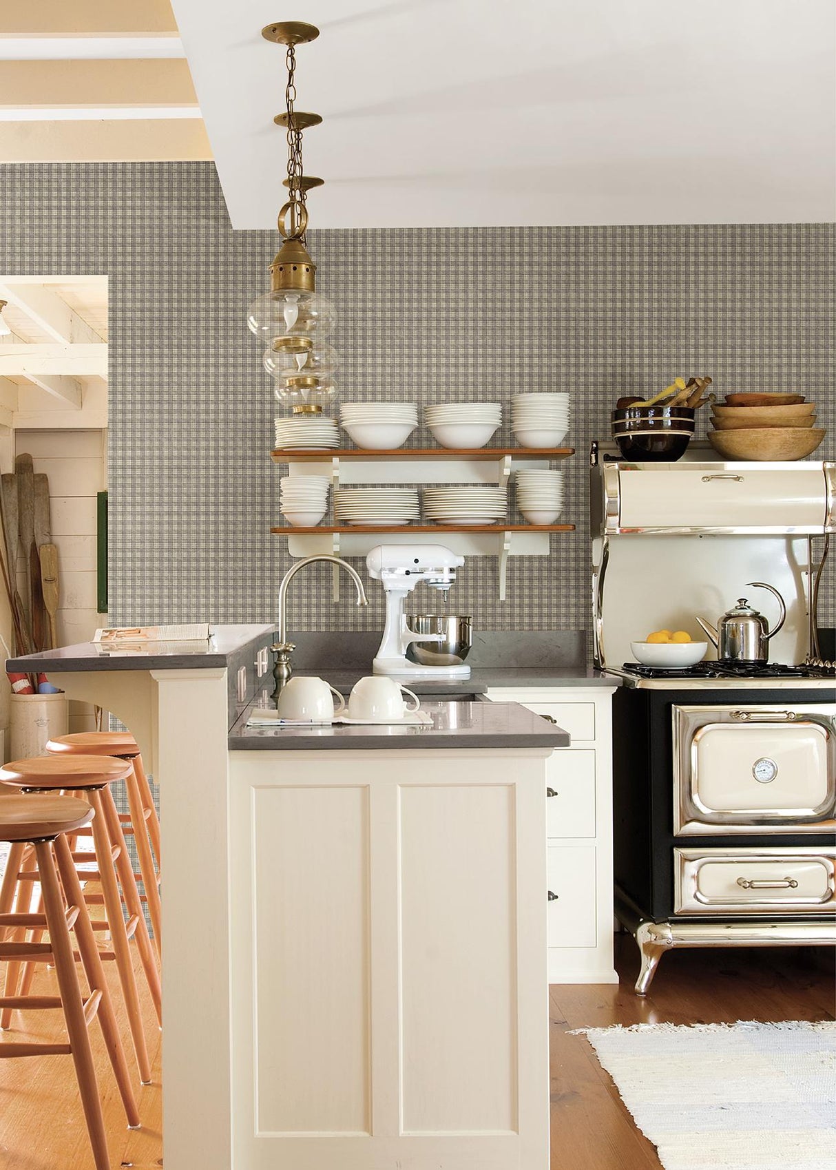 York Sadie Grey Cottage Plaid Wallpaper