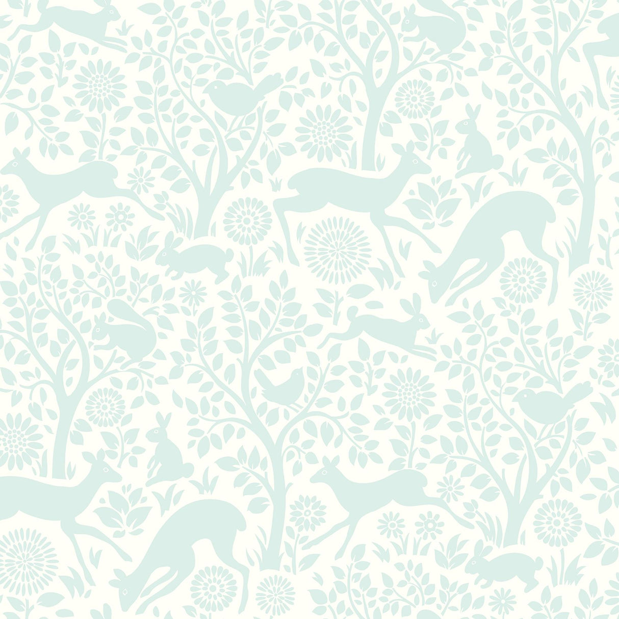 York Anahi Aqua Forest Fauna Wallpaper