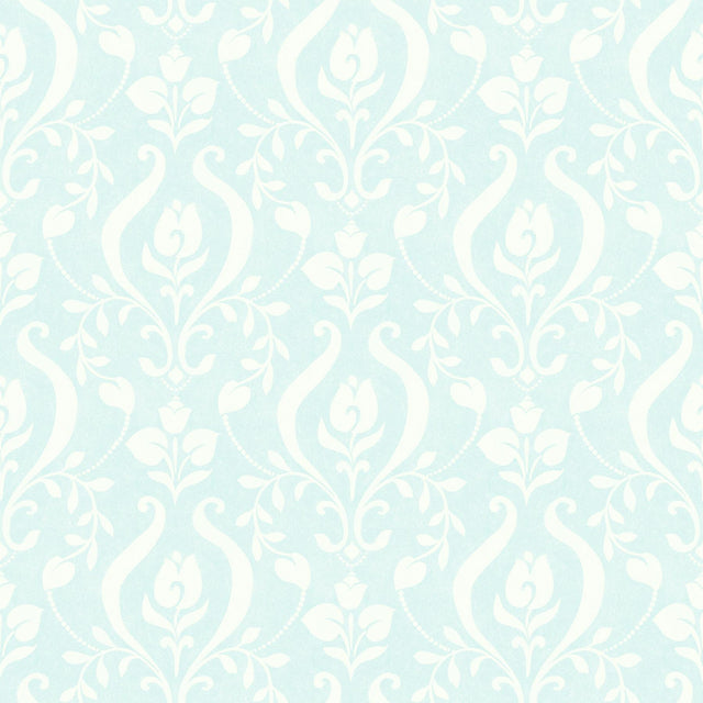 York Eloise Aqua Damask Wallpaper
