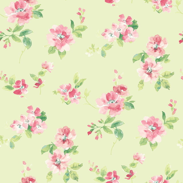 York Captiva Mint Floral Toss Wallpaper