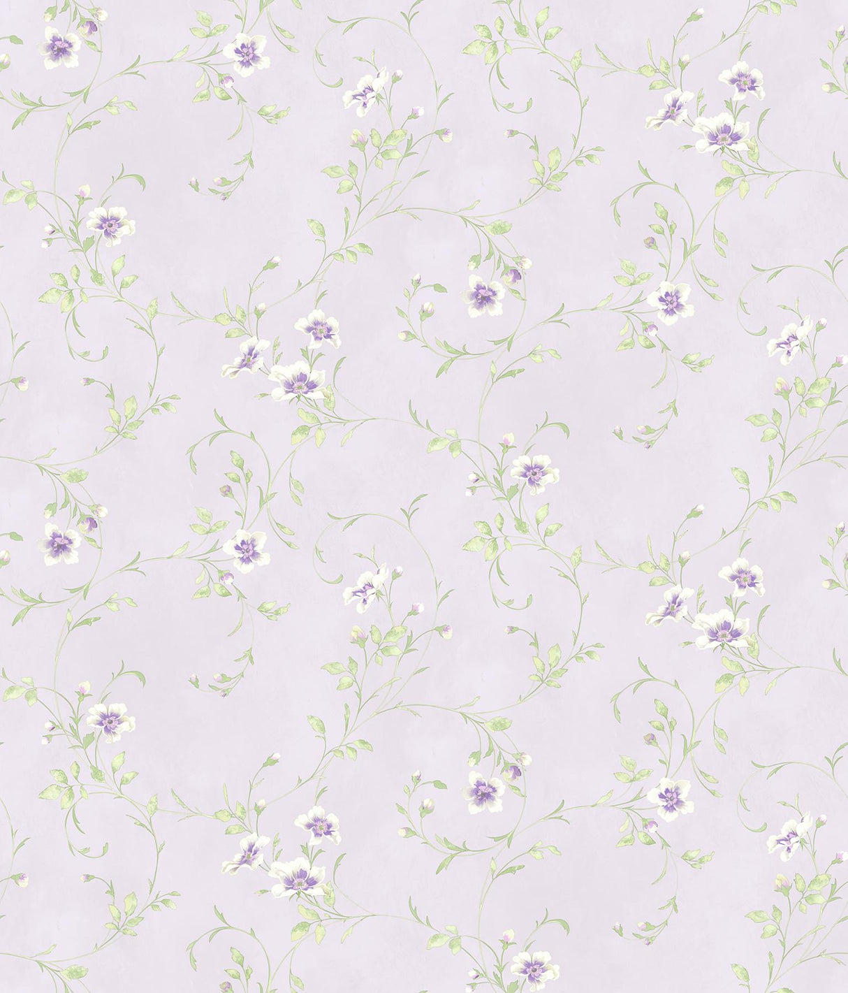 York Capri Lavender Floral Scroll Wallpaper