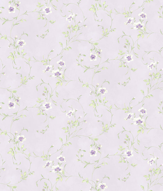 York Capri Lavender Floral Scroll Wallpaper