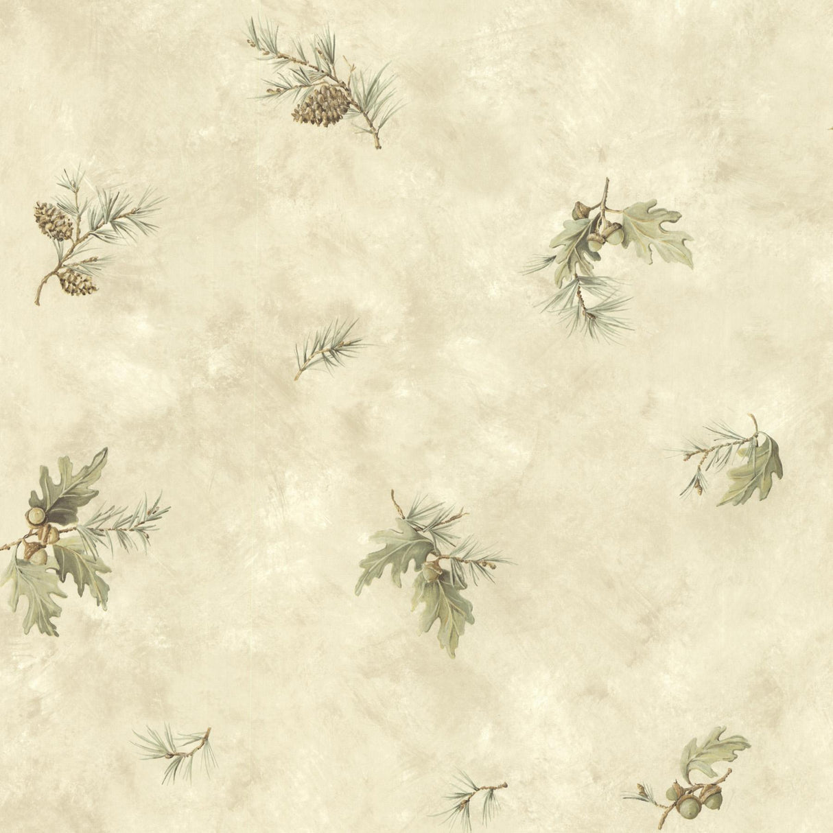 York Brimstone Bone Forest Leaf Toss Wallpaper