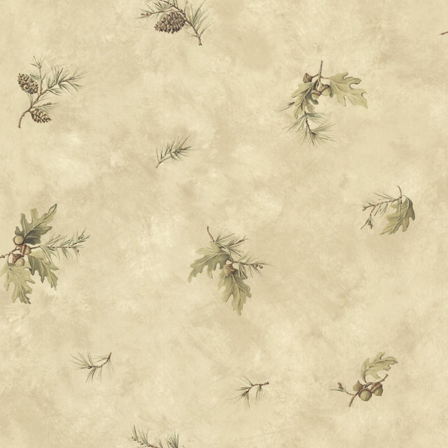York Brimstone Beige Forest Leaf Toss Wallpaper